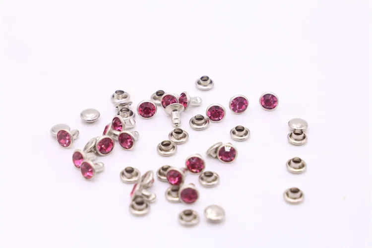 Description Picture 2 of item30-100Sets 6mm Color Crystal Trim Rhinestone Garment Rivets Diamante Studs DIY Crafts Leather Bag Decor Spikes Glass Drill Nail