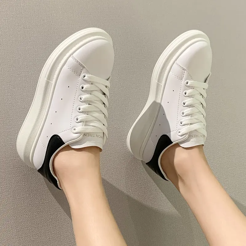 

Spring Fashion White Sneakers Women Leather Light Vulcanize Sports Shoes Casual Breathable Platform Shoes For Women Autumn