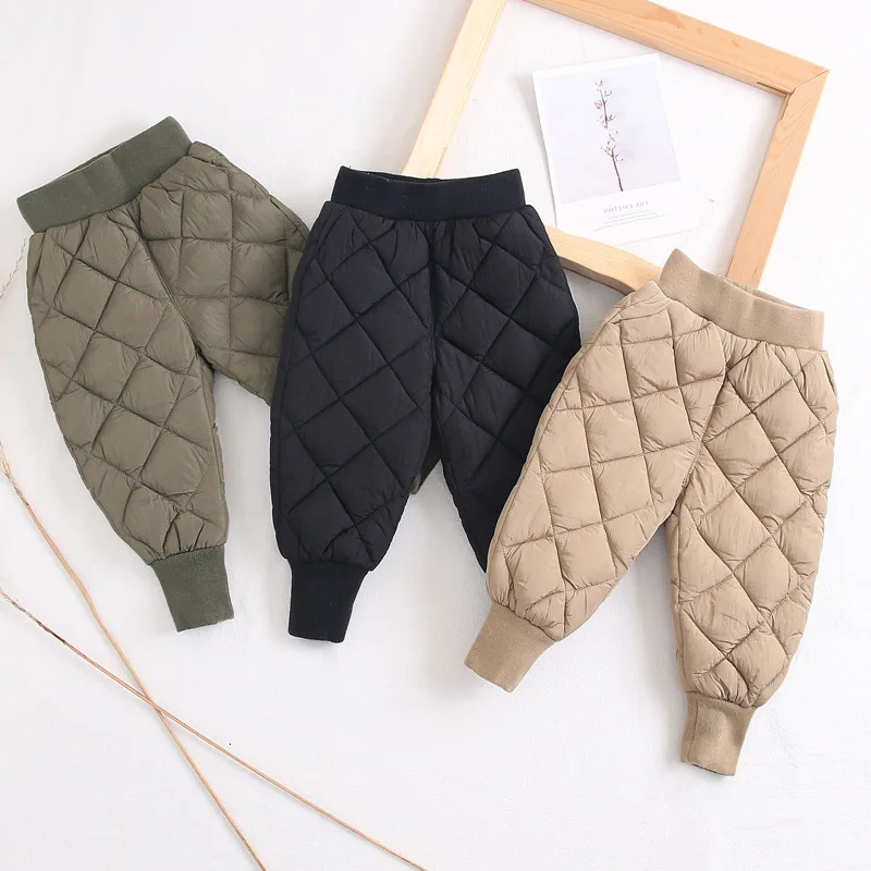 

Kids pants Cotton Padded toddler Girl boys trousers Winter Thick Warm 2 4 6 Year Elastic High Waisted windproof Baby clothing