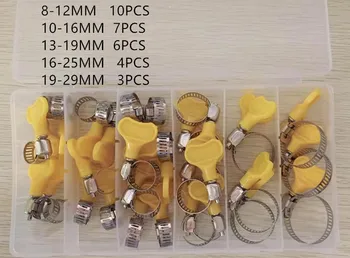 

free shipping 30 pcs Stainless Steel butterfly Hose Clamp Homebrew Pipe Clamp Fit Tube Plastic Handle