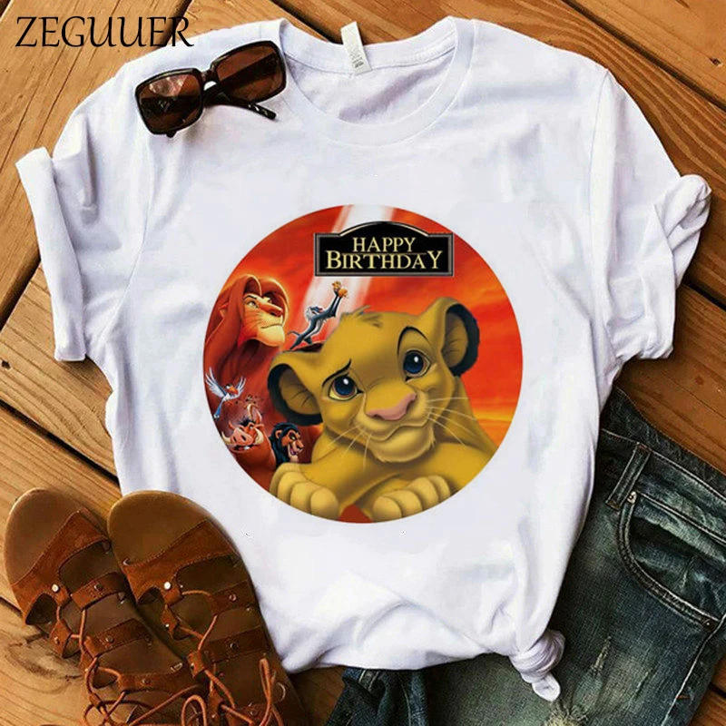 

The Lion King Cartoon Print Short Sleeve T Shirt Women Two Little lions vogue Casual printed O Neck T shirt hakuna matata Tees