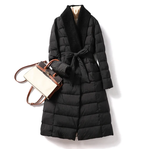 Длинные женские пуховики в японском стиле, зимняя одежда для женщин, дизайнерские женские пальто, высокое качество, ropa mujer Invierno fashion - Цвет: Черный