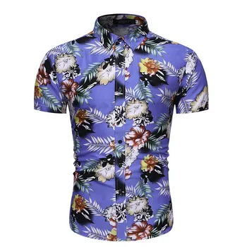 

Men's Casual Floral Shirt Short Sleeve Loose Top Male Fashion Outdoor Beach Sports Blouse Summer New Arrival