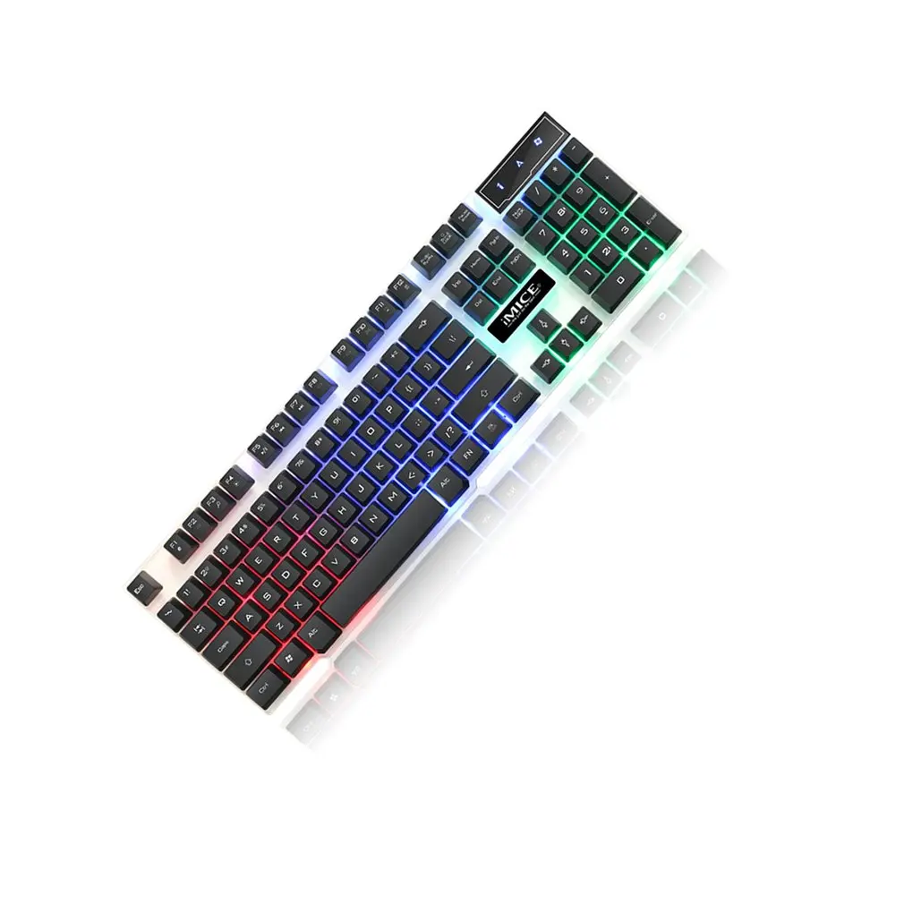 iMice Gaming Keyboard 104 Keycaps RGB Backlit Mechanical Feeling Keyboard Game Keyboards with RU Sticker for PC Laptop Computer