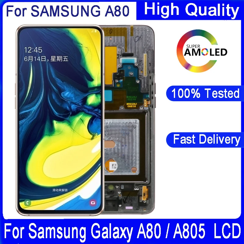 100% Оригинальный 6 7 ''ЖК дисплей для Samsung Galaxy A80 A805 SM A805F ЖК сенсорный экран