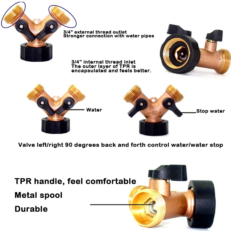 1 шт. разветвитель для садового шланга латунный 2/4 соединитель 3/4 ''разделитель труб для полива сада