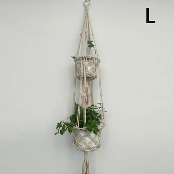 

1X Hanging Plant Hanger Basket Garden Flower Pots Holder Rope Macrame Vintage AU