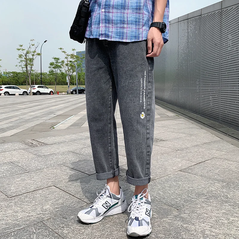 

Straight-Cut Jeans Men's 2020 Summer Thin Section Popular Brand Trend Versatile Printed Loose-Fit Casual Men'S Wear Capri Pants