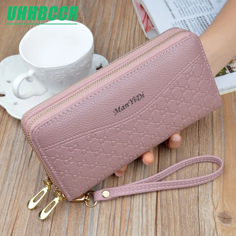 Monederos teléfono, carteras para mujer, grandes carteras para mujer, de marca de cuero, Retro, carteras largas para mujer, embrague de tarjeta doble LSH514|Carteras| - AliExpress