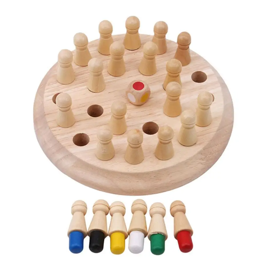 Wooden Child Memory Game Chess Board Game Educate Color Cognitive Ability Toys 