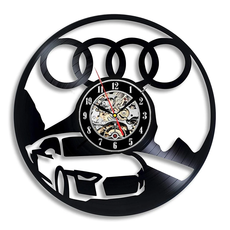 5 Автомобильные виниловые настенные часы Audi, современный дизайн, 3D украшение для автомобиля, магазин красоты, винтажные виниловые часы, настенные домашние декоративные часы - Color: 5