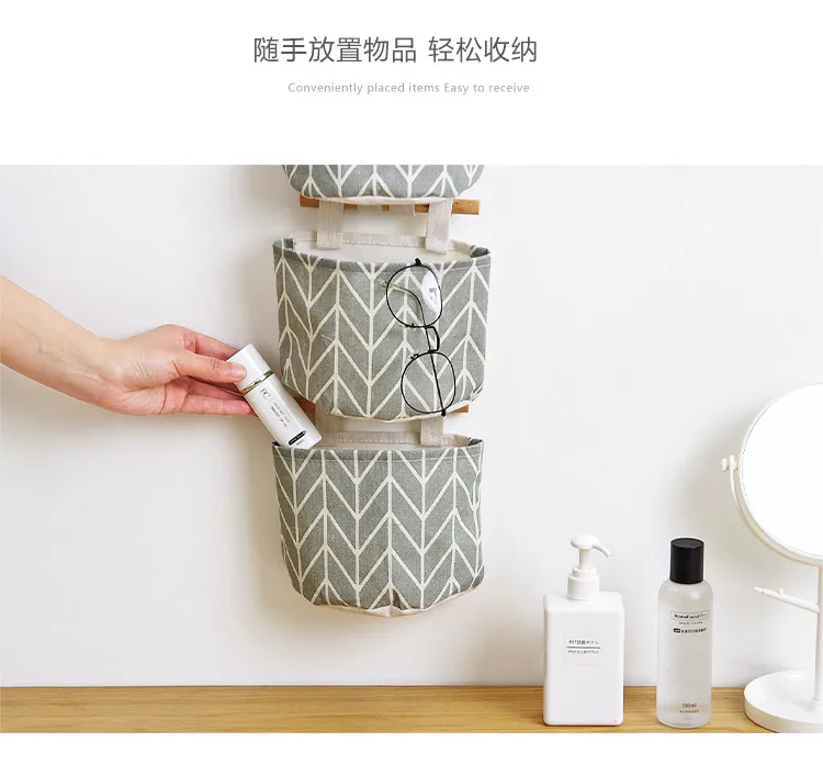 Fabric Door Rear Hanging Bag-Superimposed Multilayer Hanging Bag Wall Hanging Stuff Bag Debris Storage Bag Cotton Linen Waterpro