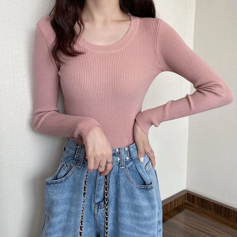 Woman Sweaters Fall Winter Clothes Knitted Pullovers Female Basic Women's Jumper Slim Sweater Round Neck Long Sleeve Tops 2021 | Женская