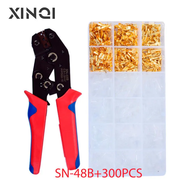 

SN-48B crimping tool 600pcs 4.8/6.3 plug terminal crimper crimping plier wire 0.5-1.5mm² alicate hand tool set
