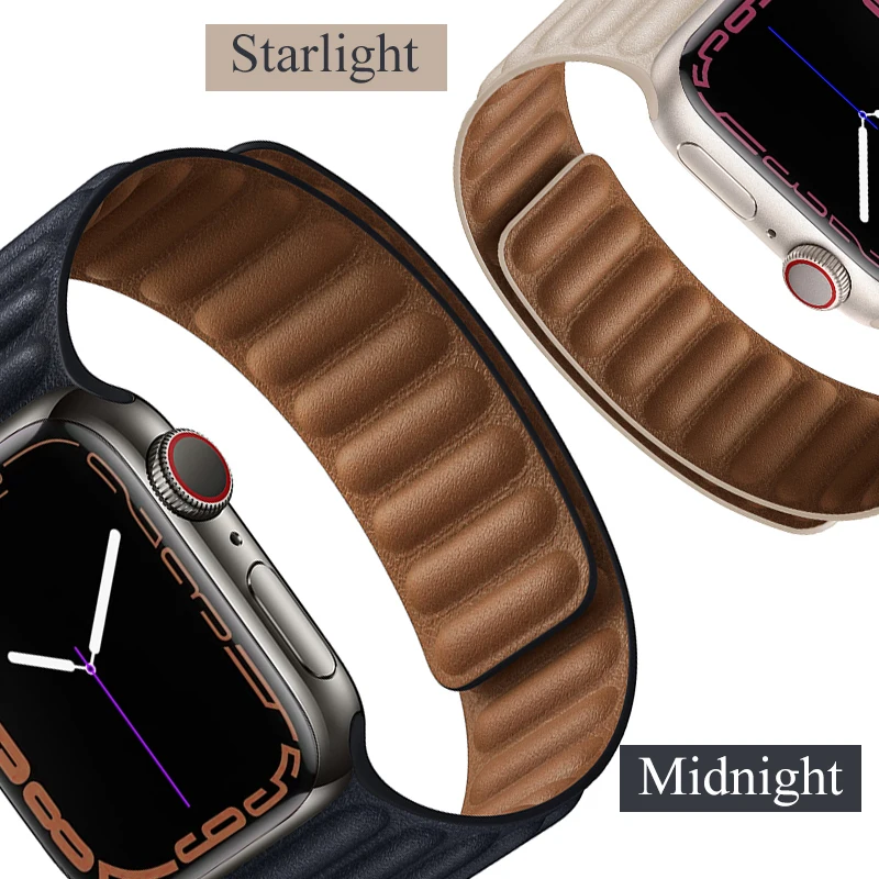 Браслет кожаный для Apple watch band Series 7 6 SE 44 40 38 45 42 мм | Наручные часы