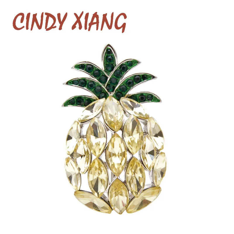 

CINDY XIANG Crystal Pineapple Brooches For Women Shining Fashion Brooch Pin Fruit Accessories High Quality Wedding Jewelry