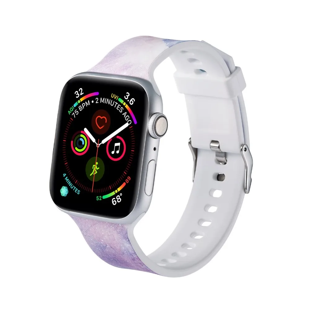 Foloy окрашенный ремешок для Apple Watch 4 3 2 1 Мягкие силиконовые спортивные 38 мм 42 мм полосы резиновый ремешок для Iwatch серии 4 40 мм 44 мм