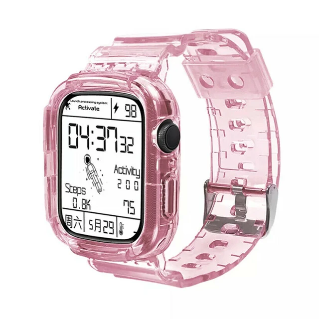 Soft Silicone Sport Replacement Strap For apple watch band 44mm 40mm 42mm 38mm,TPU Adjustable Strap for iWatch Series SE6 5 4 3 Pink