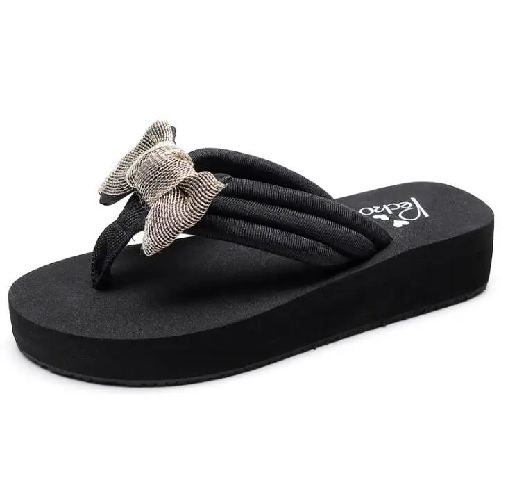 flip flops Модные детские тапочки с бантиком; Летние однотонные тапочки для принцессы для девочек; Нескользящие мягкие домашние тапочки на плоской подошве для девочек; s710 - Цвет: flip flops