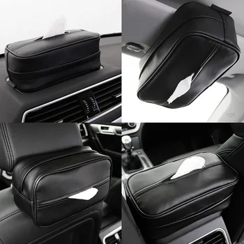 

Artificial PU Leather Box Sun Visor Car Tissue Cover / Car Napkin Paper Holder
