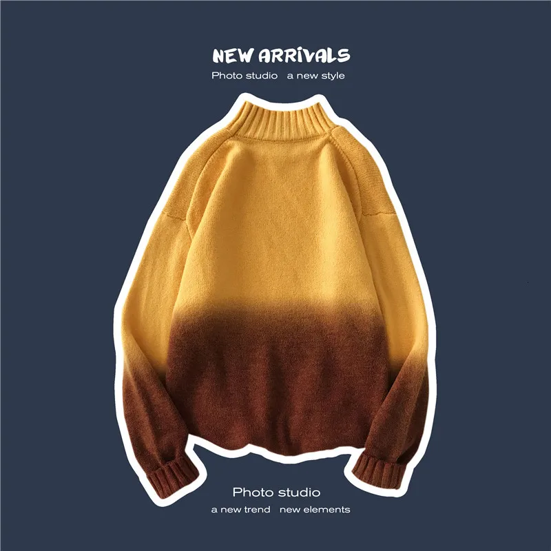 

Autumn Sweater Men Warm Slim Fashion Tie-dye Gradient Casual Knit Sweter Man Streetwear Long-sleeved Pullover Men Clothes M-3XL