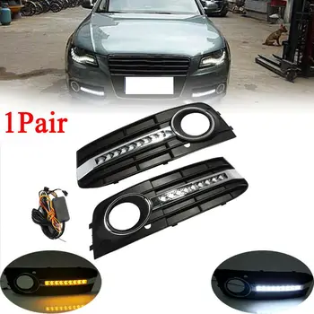 

Car DRL Daytime Runing Light Turn Signal Light Front Bumper Grill Fog Light Grille Cover For Audi A4 B8 2009 2010 2011 2 pieces