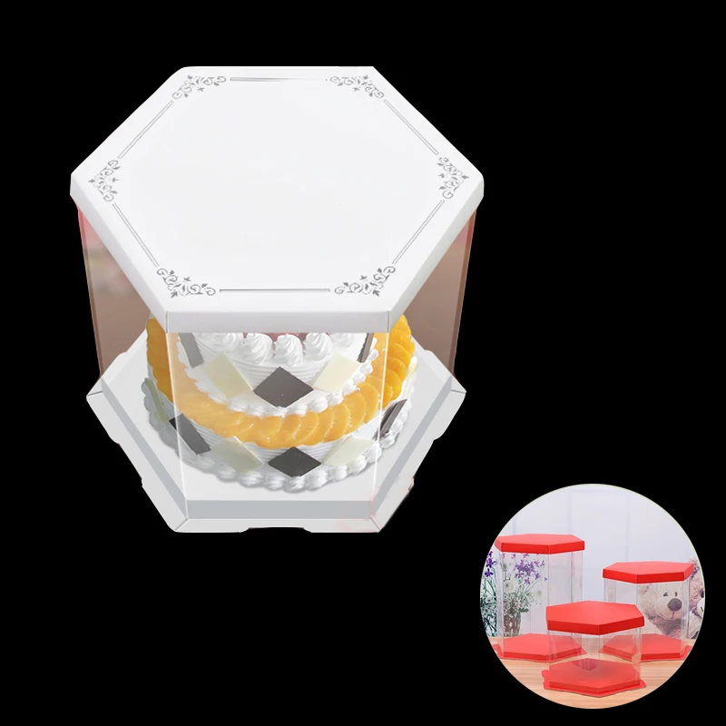 

Hexagon Round Print Transparent Cake Box Butterfly Party Food Packing Festival Wedding Birthday Lovely Gift Toy Baked Goods Doll
