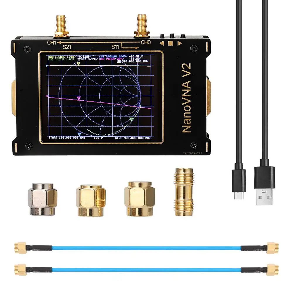 New 3.2 Inch LCD Display NanoVNA V2 HF VHF UHF Nano VNA Vector Network Analyzer Antenna With Battery Case |