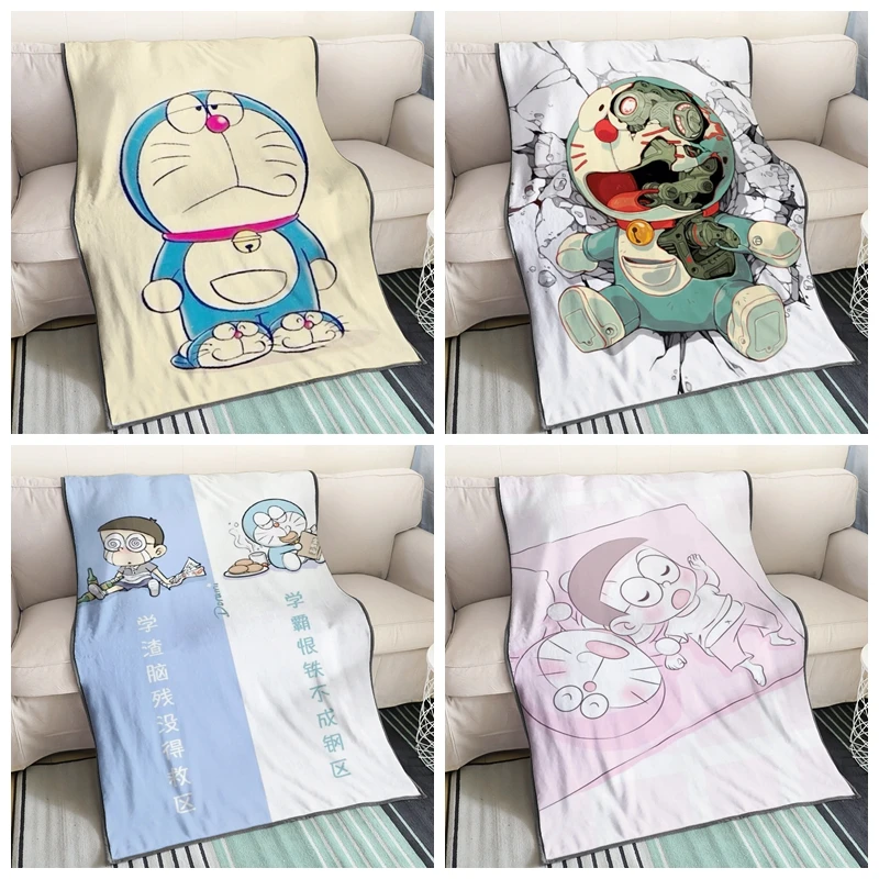 Одеяло в стиле аниме Doraemon плюшевое бархатное теплое украшение для кровати