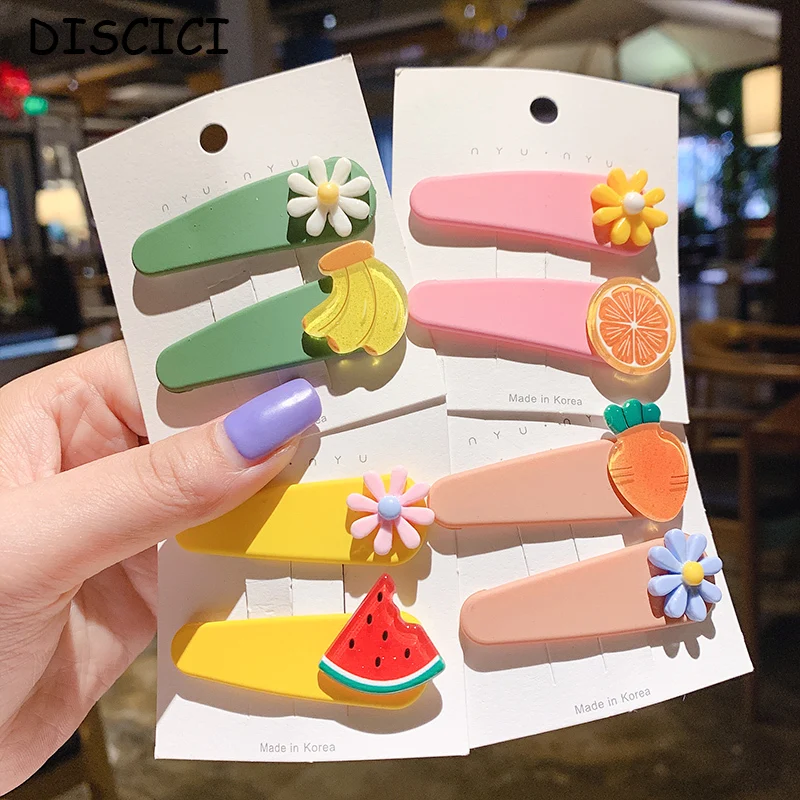 

DISCICI 2 Pieces/set New Girl Child Lovely Fruit Hairpin Flower Small Headdress Hair Ornament Fashion Hair Accessories OH1317