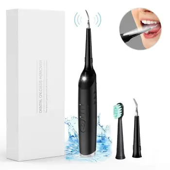 

2 in 1 Portable Electric Ultrasonic Dental Scaler Tooth Calculus Remover Cleaner Tool with Replacement Brush Tooth Stains Tool