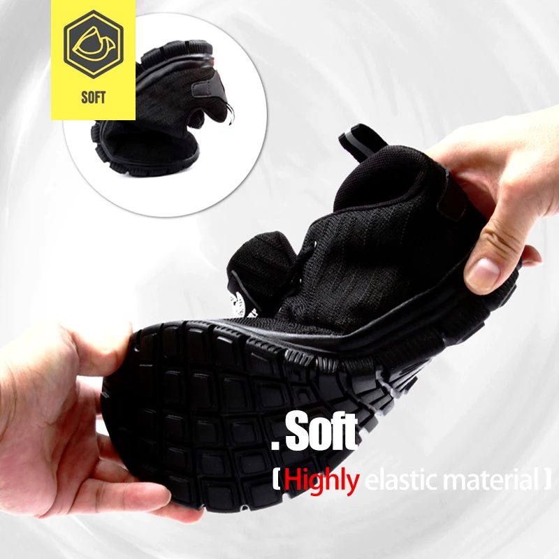 LARNMERN Men's Work Safety Shoes Steel Toe Anti-smashing Reflective Lightweight-750g Breathable Construction Sneaker