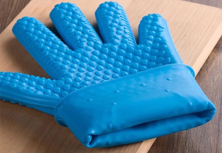 1 pcs blue Кухонные принадлежности Прихватки силиконовые перчатки Нескользящие термостойкие барбекю, гриль перчатки для приготовления пищи для выпечки для барбекю - Цвет: 1 pcs blue