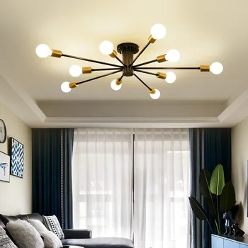 

Modern Nordic Chandeliers Lighting Black 6/8/10 Lights Bedroom Living Room Indoor Home Ceiling Lamp Fixtures Not Included Bulbs