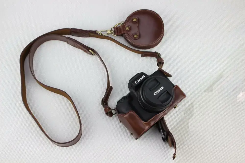 Из искусственной кожи Камера сумка CaseFor Canon EOSM50 M50 Камера защитный чехол из поликарбоната с Ремешок