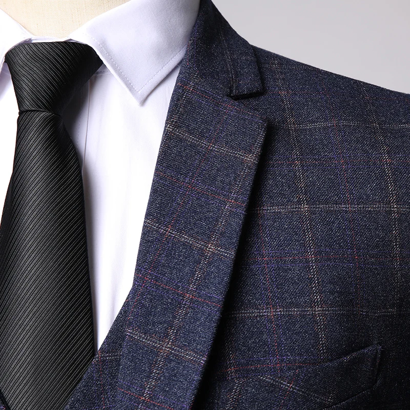 2019 Three-piece Male Formal Business Plaids Suit for Men's Fashion Boutique Plaid Wedding Dress Suit ( Jacket + Vest + Pants ) 2019 Three-piece Male Formal Business Plaids Suit for Men's Fashion Boutique Plaid Wedding Dress Suit ( Jacket + Vest + Pants )