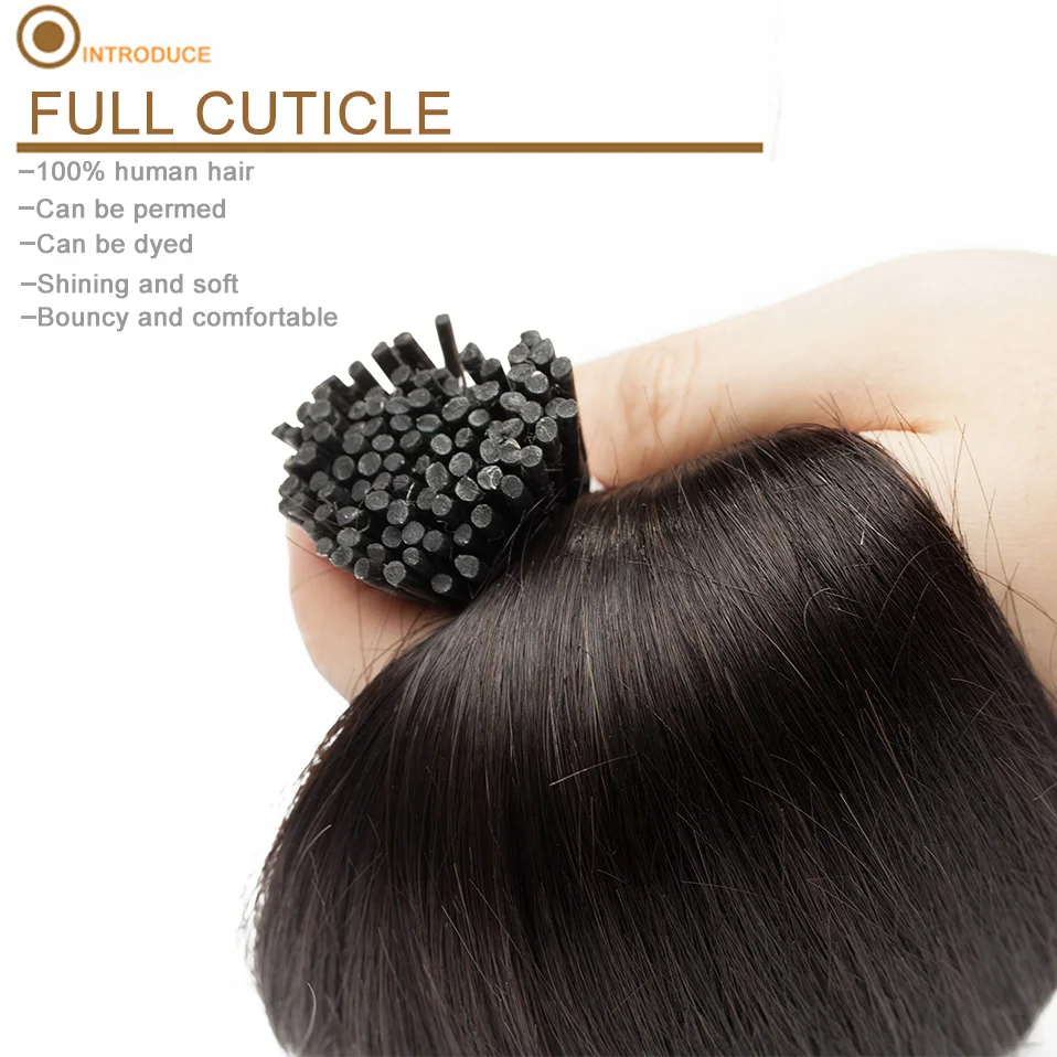 S-noilite 0.5g/s I tip Hair Extensions Human Hair Keratin Fusion 16inch-22inch Human Pre Bonded Stick Straight Natural