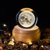 3D Crystal Ball Music Box The Moon Luminous Rotating Musical Box Ornament Led Light Universe Space Christmas Birthday Gifts 1