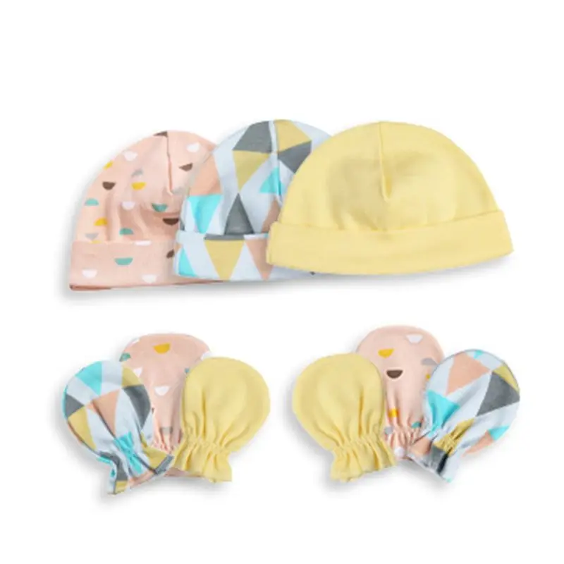 1 комплект; шапка для маленьких мальчиков и девочек; перчатки унисекс для младенцев; мягкая хлопковая кепка; перчатки с защитой от царапин; аксессуары для новорожденных; D08C - Цвет: 05