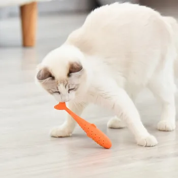 

Interactive Silicone Mint Fish Cat Toy Catnip Pet Toy Clean Teeth Toothbrush Chew Cats Toys Catnip Molar Teeth Cleaning