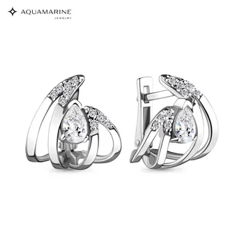 

AQUAMARINE earrings with cubic zirconia, silver 925
