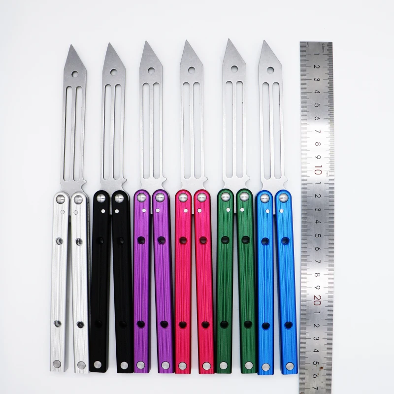 

Baliplus Butterfly Trainer Knife SQUIDTRAINER 420 Blade Aluminum Handle Jilt Not Sharp Hunting Folding Pocket Knife gift knives