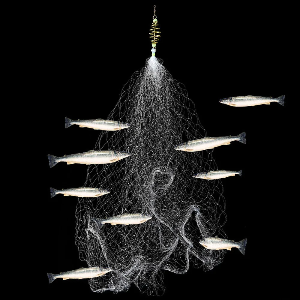 Fishing Net Trap Mesh Luminous Bead Spring Shoal Netting With Bait Feeder Fishing Traps Nets Fishnet Tackle#YL5