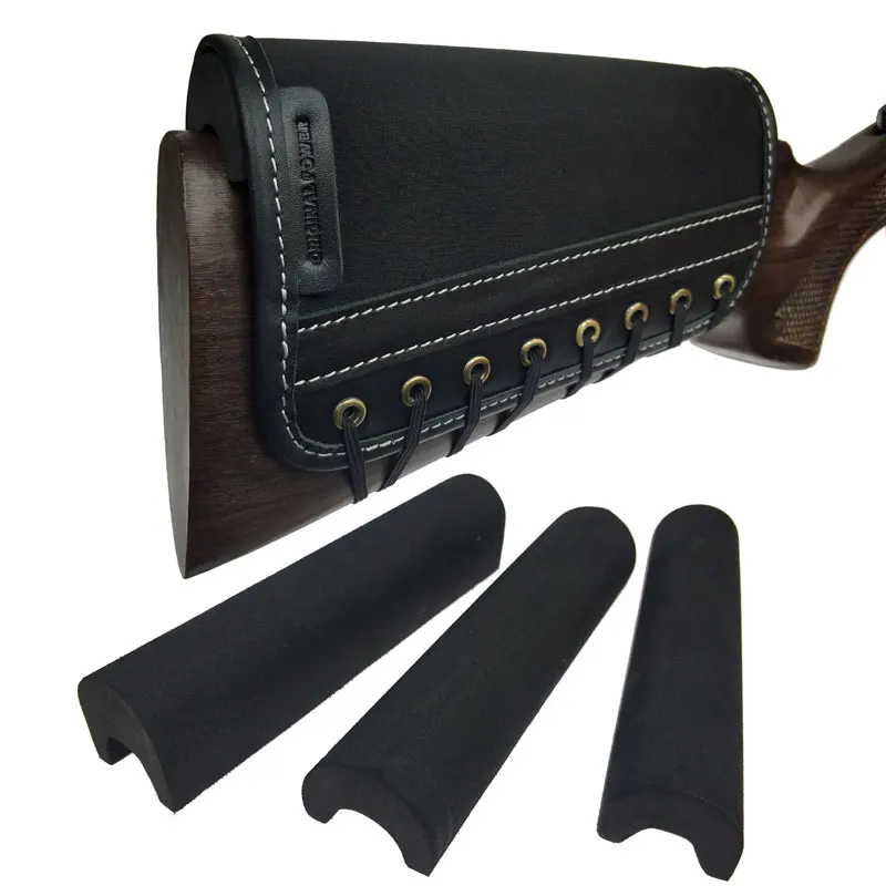 Rifle Gun Buttstock Leather Shotgun Cheek Rest Shoulder Pad 3pcs