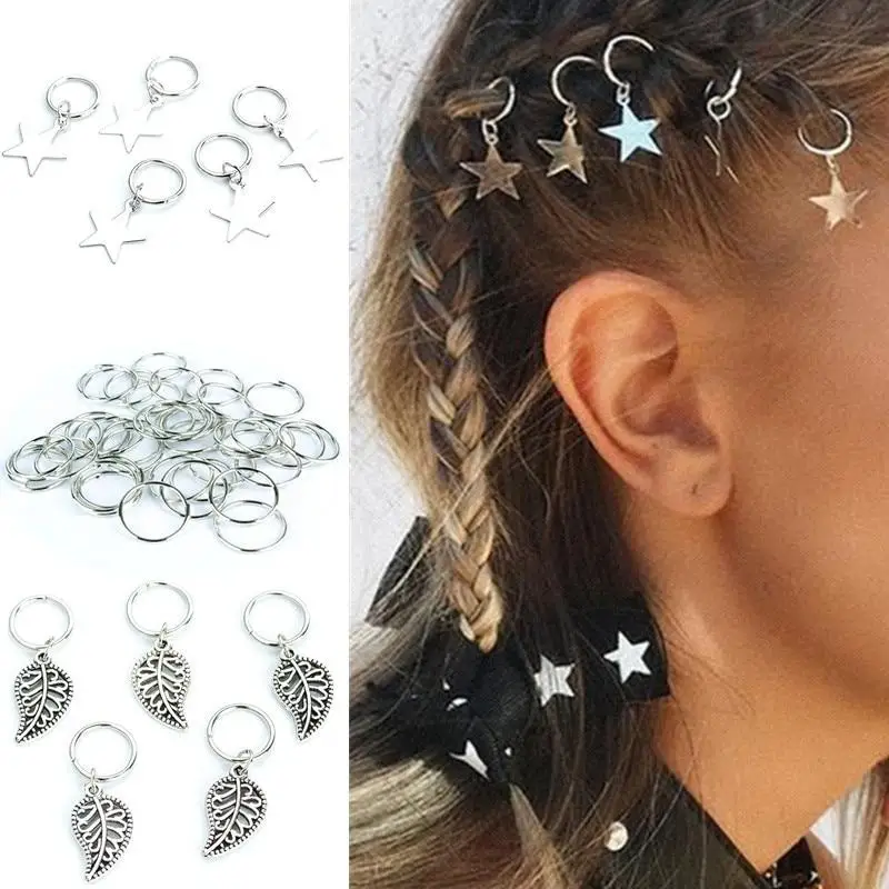 Closeout Dreadlock Beads Hair-Ring Jewelry Charm Silver Clips Opening Hip-Hop 5-50pcs/Set VRM8A916OxW