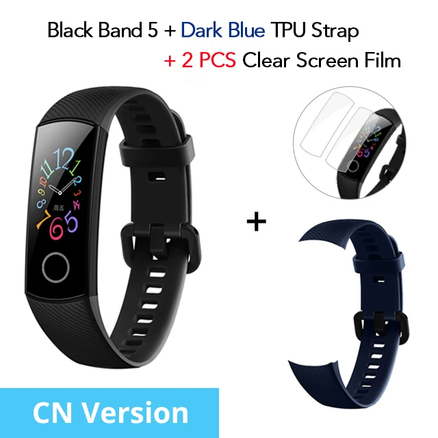 Huawei Honor band 5 глобальная версия smartband AMOLED huawei smartwatch heart rage ftness трекер сна swiming sport trakcer gps - Цвет: CN N Dark Blue