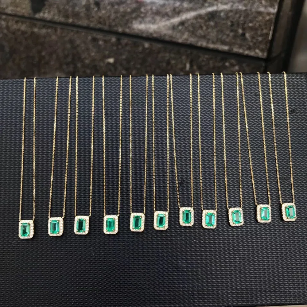 Ювелирные изделия AEAW, 18 карат, белое золото, 0.5ct, натуральный изумруд, ожерелье, изумрудная огранка, зеленый драгоценный камень, ожерелье, Женские Ювелирные изделия