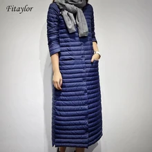 Fitaylor, длинный пуховик для женщин, зимний ультра-светильник, куртки-пуховики, женское повседневное пуховое пальто с капюшоном, Женская Осенняя пуховая куртка