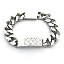 Буквы красный и зеленый масло падение проверить блок Толстый Браслет Мужчины титана стали Большой браслет