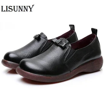

2020 New Spring Soft Soles Genuine Leather flat Shoe Fashion Casual Handmade Women Shoes Women Flats Driving Shoes